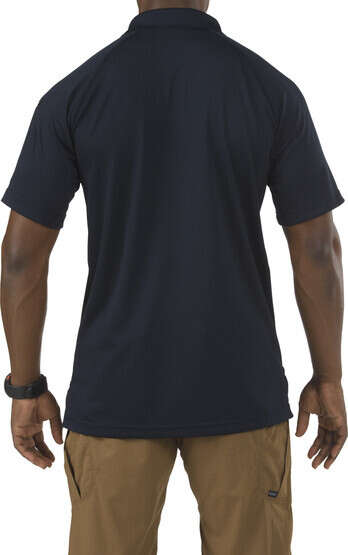 5.11 Tactical Performance Short Sleeve Polo in dark navy, rear view